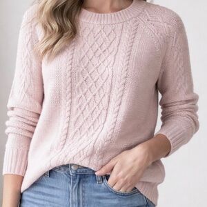 GAP Pale Blush Cable Knit 100% Cotton Sweater Women’s size Large